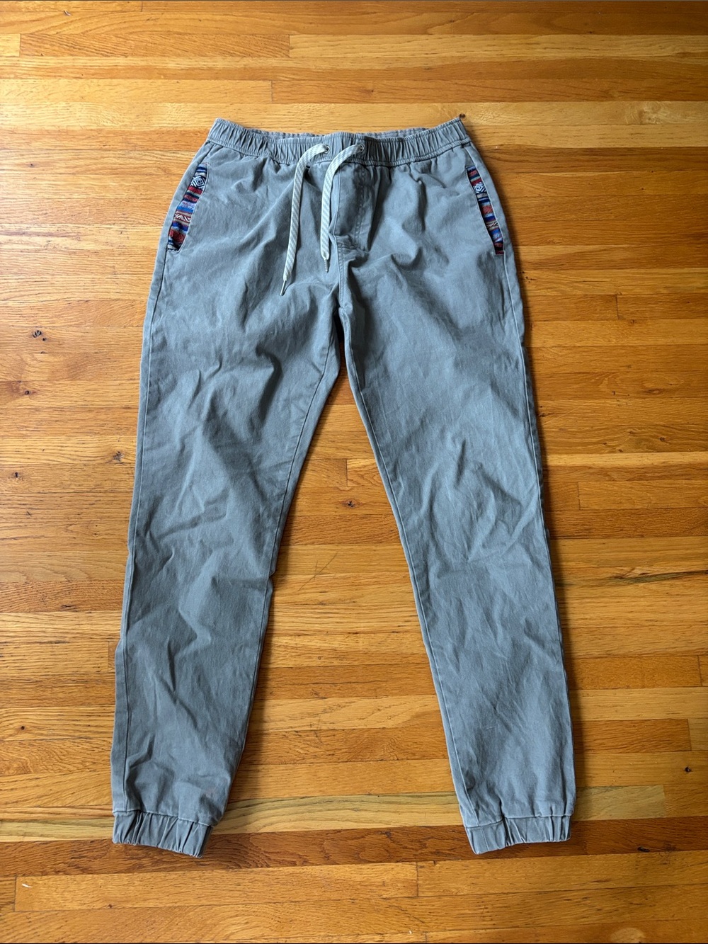 Wowie Rambler Joggers Men's M Gray Casual Stretch Aztec Pants